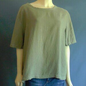 CP Shades Olive Green 100% Linen Tee Top M